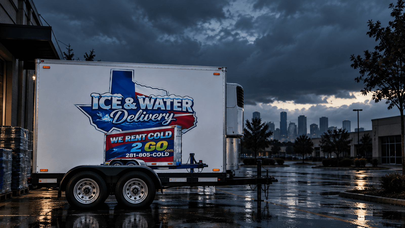 We Rent Cold refrigerated trailer providing refrigerated or frozen cold storage during a Houston power outage.